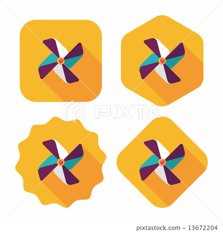 Windmill flat icon with long shadow - Stock Illustration [13672204] - PIXTA