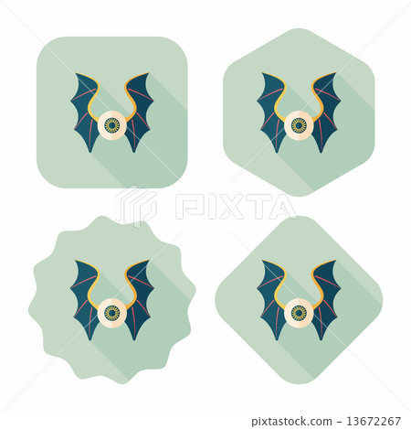 eye with bat wings flat icon with long shadow,eps10 eye with bat wings flat icon with long shadow,eps10 13672267