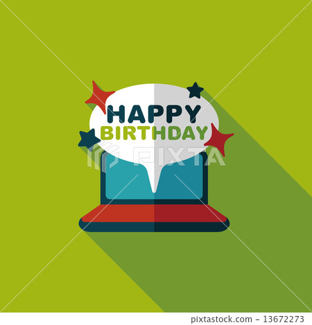 computer birthday message flat icon with long shadow,eps10 13672273