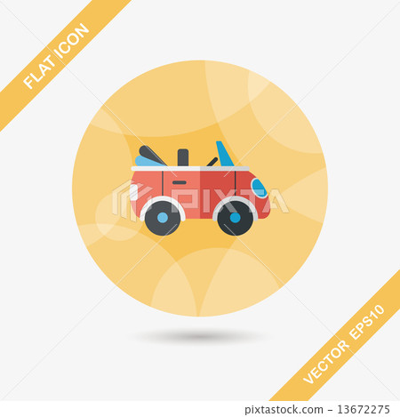Transportation open car flat icon with long shadow,eps10 13672275