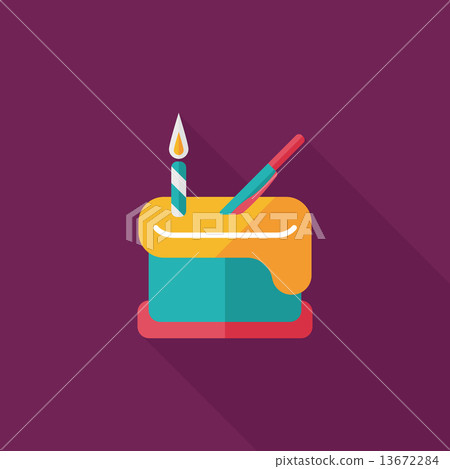 birthday cake flat icon with long shadow,eps10 - Stock Illustration ...
