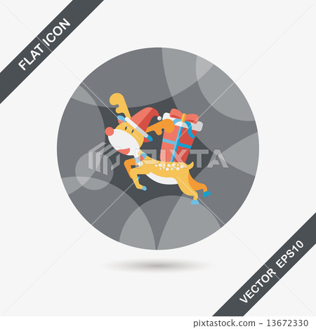 Reindeer flat icon with long shadow, eps10 13672330