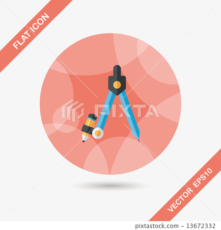 Compass Pencil flat icon with long shadow,eps10 - Stock Illustration ...