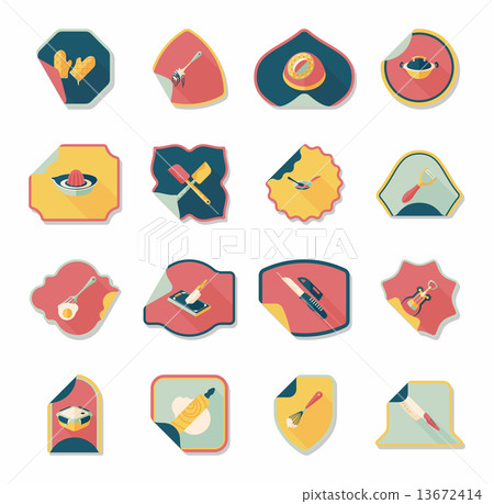 Kitchenware sticker flat banner background set, eps10 Kitchenware sticker flat banner background set, eps10 13672414