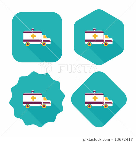 ambulance car flat icon with long shadow ambulance car flat icon with long shadow 13672417