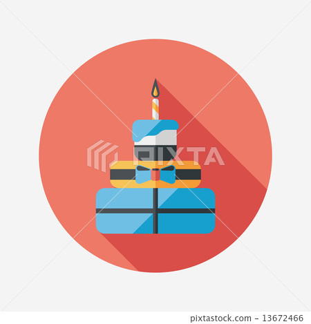 birthday cake flat icon with long shadow,eps10 - Stock Illustration ...