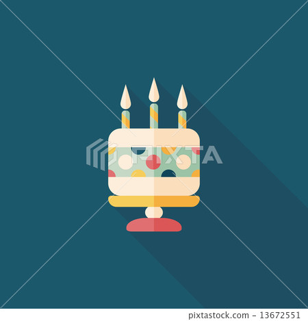birthday cake flat icon with long shadow,eps10 - Stock Illustration ...