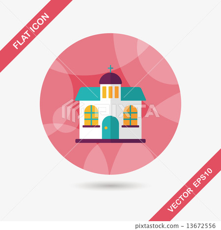 Building church flat icon with long shadow,eps10 13672556
