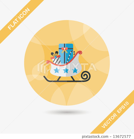 Christmas sleigh gift flat icon with long shadow, eps10 13672577