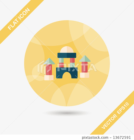 brick house flat icon with long shadow - Stock Illustration [13672591 ...