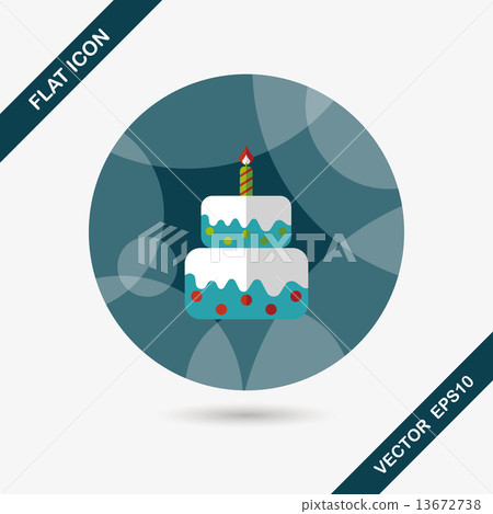 birthday cake flat icon with long shadow,eps10 - Stock Illustration ...