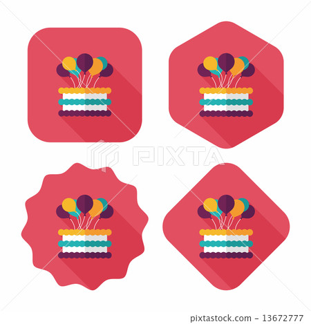 birthday cake flat icon with long shadow,eps10 - Stock Illustration ...