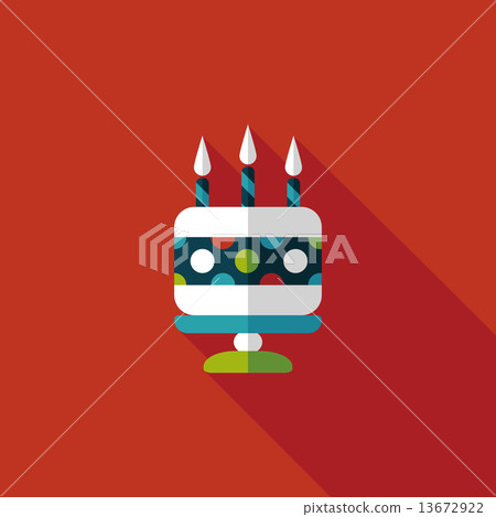 birthday cake flat icon with long shadow,eps10 - Stock Illustration ...