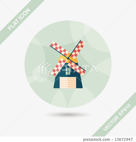 windmill flat icon with long shadow,eps10 - Stock Illustration ...