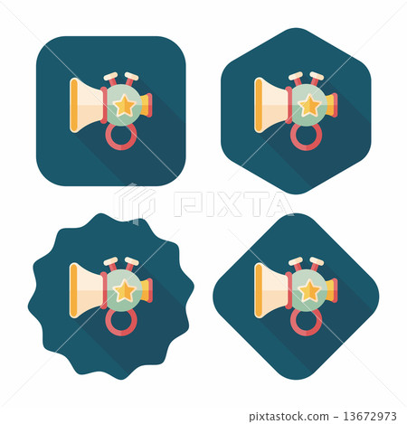 trumpet or horn toy flat icon with long shadow,eps10 13672973