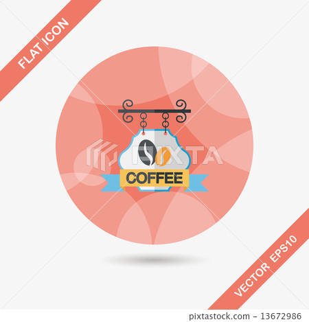 Coffee shop signs flat icon with long shadow,eps10 Coffee shop signs flat icon with long shadow,eps10 13672986