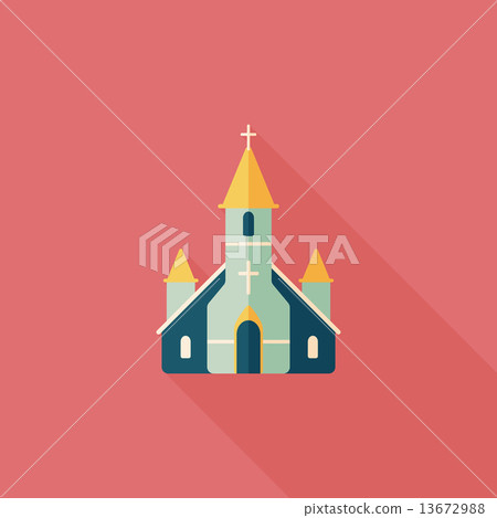 wedding church flat icon with long shadow,eps10 13672988
