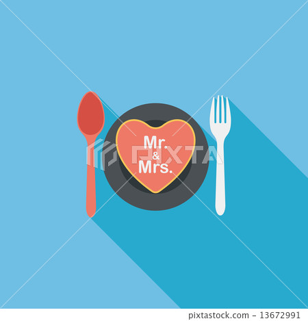 wedding dishware flat icon with long shadow,eps10 wedding dishware flat icon with long shadow,eps10 13672991