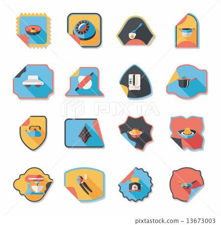 Kitchenware sticker flat banner background set, eps10 Kitchenware sticker flat banner background set, eps10 13673003