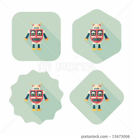 robot concept flat icon with long shadow,eps10 13673006
