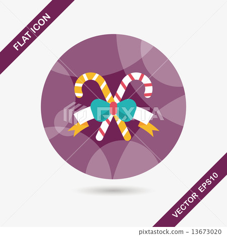 Christmas candy cane flat icon with long... - Stock Illustration ...