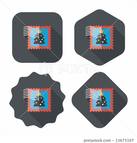 Christmas stamp flat icon with long shadow,eps10 Christmas stamp flat icon with long shadow,eps10 13673107