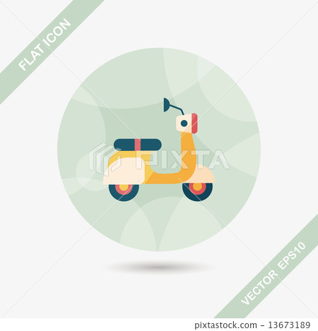 Transportation scooter flat icon with long shadow,eps10 13673189