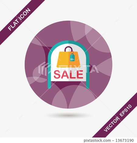 shopping store sale sign flat icon with long shadow,eps10 13673190