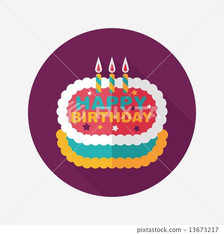 birthday cake flat icon with long shadow,eps10 - Stock Illustration ...