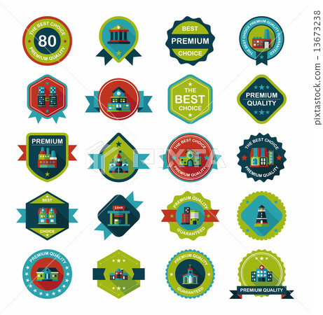 Building badge flat design background set, eps10 13673238