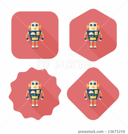 robot concept flat icon with long shadow,eps10 13673259