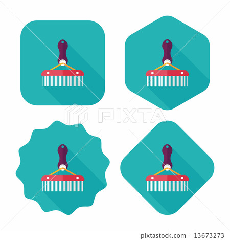 Pet dog brush flat icon with long shadow,eps10 Pet dog brush flat icon with long shadow,eps10 13673273