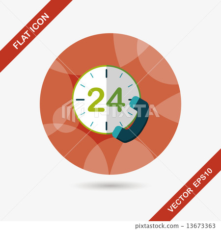 24 hours customer phone service flat icon with long shadow,eps10 13673363