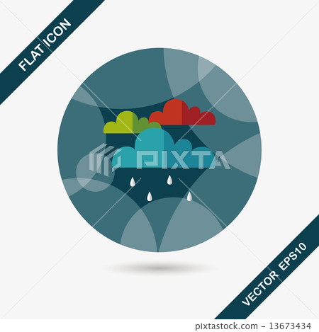 rain flat icon with long shadow,eps10 - Stock Illustration [13673434 ...