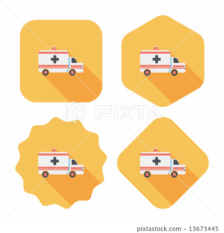 ambulance car flat icon with long shadow - Stock Illustration [13673445 ...