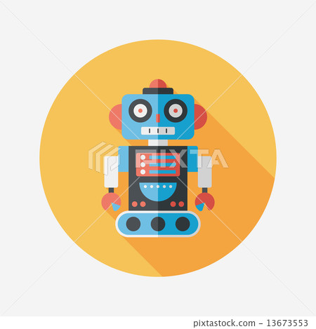 robot concept flat icon with long shadow,eps10 13673553