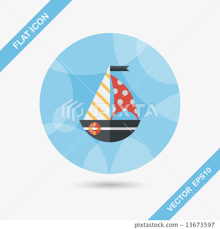 Sailboat flat icon with long shadow,eps10 - Stock Illustration ...