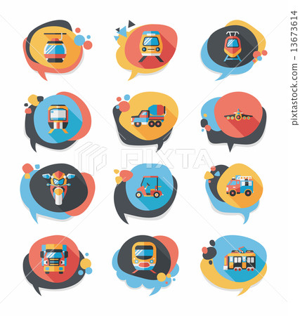 Transportation speech bubble flat design background set, eps10 13673614