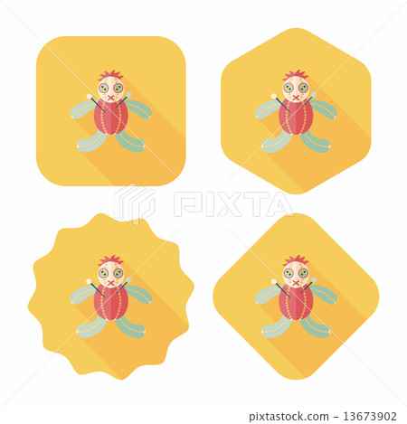 Halloween voodoo doll flat icon with long shadow,eps10 13673902