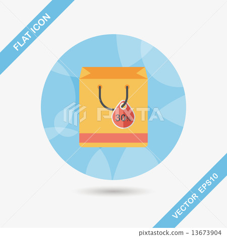 shopping paper bag flat icon with long shadow,eps10. 13673904