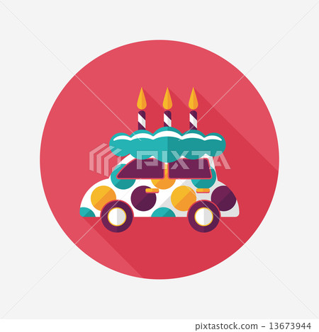 birthday cake flat icon with long shadow,eps10 - Stock Illustration ...