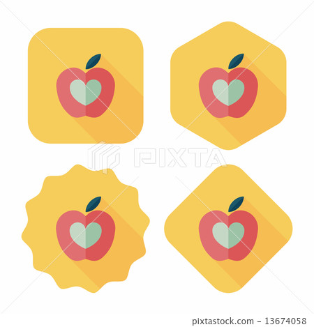 Apple flat icon with long shadow - Stock Illustration [13674058] - PIXTA