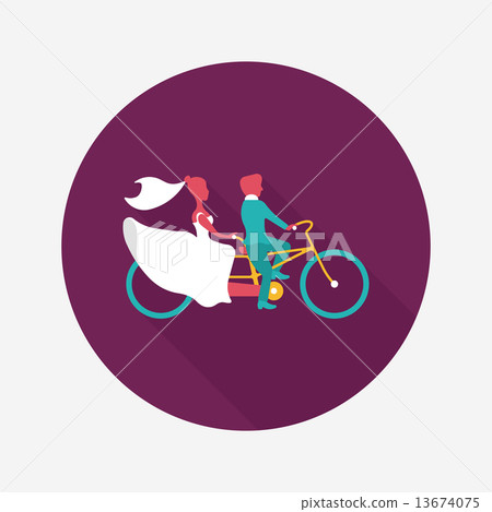 wedding couple flat icon with long shadow,eps10 - Stock Illustration ...