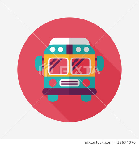 Transportation bus flat icon with long shadow,eps10 13674076