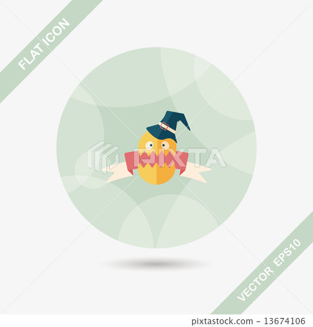 Halloween flag flat icon with long shadow,eps10 - Stock Illustration ...