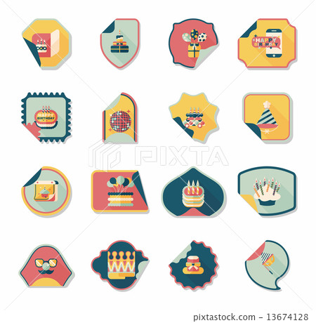 Birthday sticker flat banner background set, eps10 Birthday sticker flat banner background set, eps10 13674128