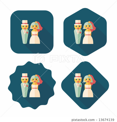 wedding couple flat icon with long shadow,eps10 - Stock Illustration ...