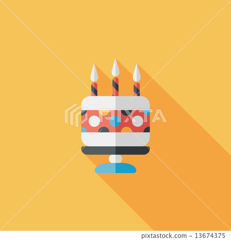 birthday cake flat icon with long shadow,eps10 - Stock Illustration ...