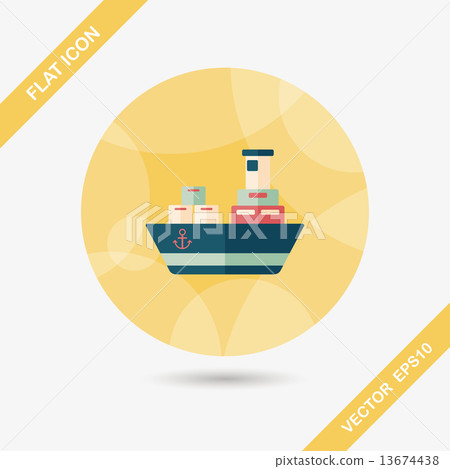 Transportation Container ship flat icon with... - Stock Illustration ...