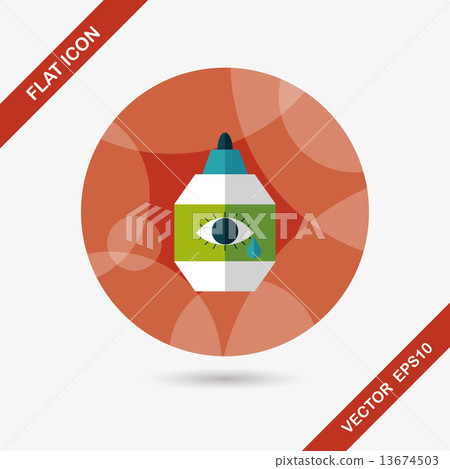 Eye Drop flat icon with long shadow,eps10 13674503